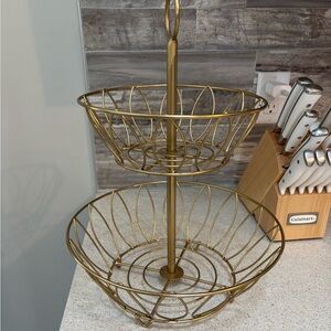 Gold Wire Two-Tier Fruit Basket